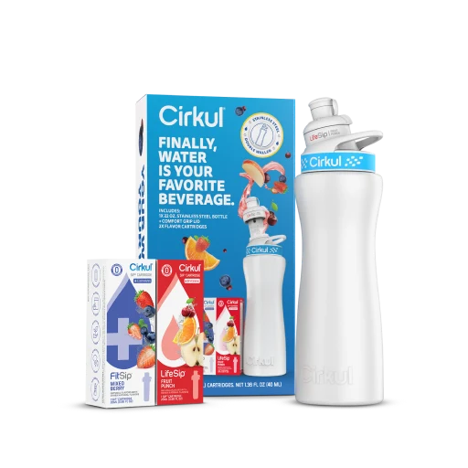 Cirkul 22oz. White Stainless Steel Bottle Starter Kit