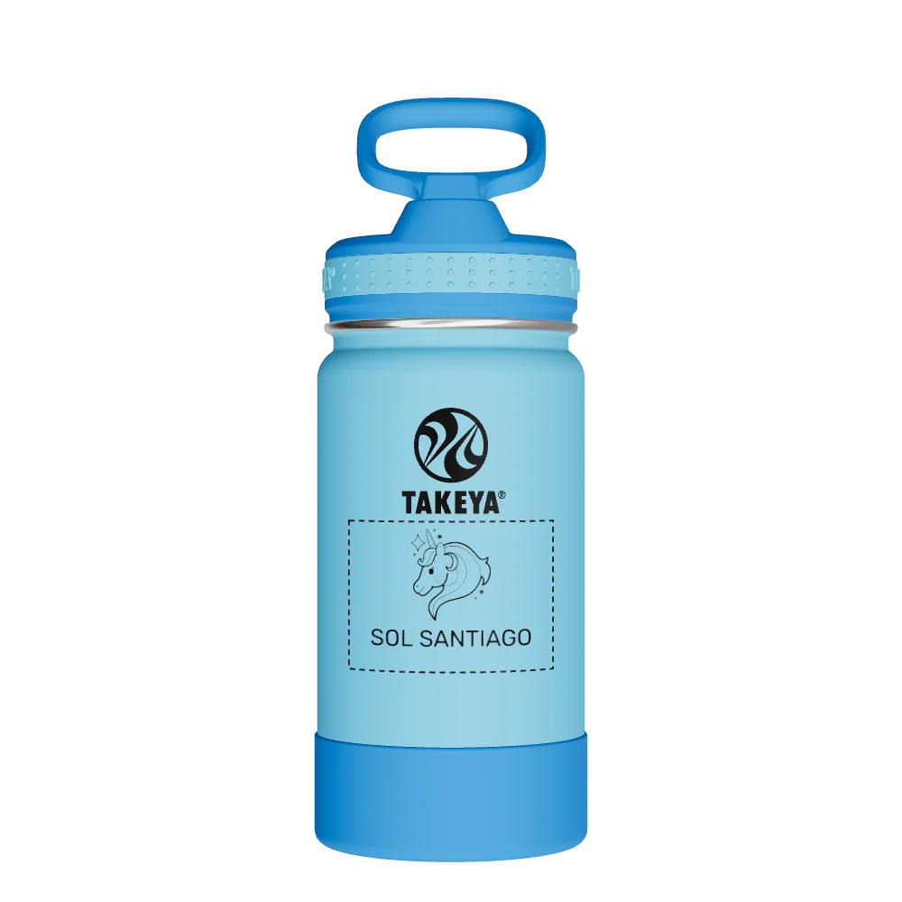 Takeya Actives Kids Water Bottle With Straw Lid - 14oz Atlantic/SailBlue - Model 50314-TAKEYA-ACTIVES-KIDS-WATER-BOTTLE-WITH-STRAW-LID-CUSTOMIZED-101-14OZ-ATLANTIC-SAILBLUE