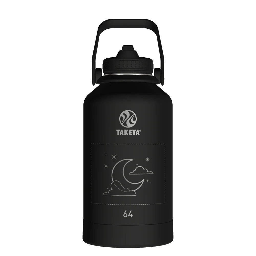 Takeya Actives Water Bottle With Straw Lid - 64oz Onyx - Model 51193-TAKEYA-ACTIVES-WATER-BOTTLE-WITH-STRAW-LID-CUSTOMIZED-64-64OZ-ONYX