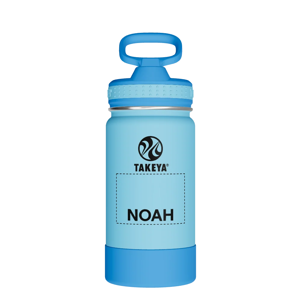 Takeya Actives Kids Water Bottle With Straw Lid - 14oz Atlantic/SailBlue - Model 50314-TAKEYA-ACTIVES-KIDS-WATER-BOTTLE-WITH-STRAW-LID-CUSTOMIZED-69-14OZ-ATLANTIC-SAILBLUE