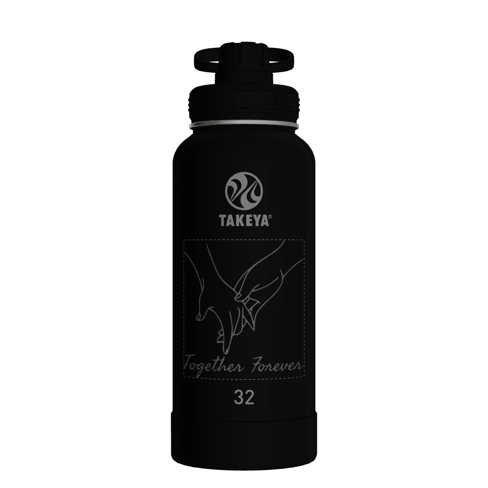 Takeya Actives Water Bottle With Spout Lid - 32oz Onyx - Model 51020-TAKEYA-ACTIVES-WATER-BOTTLE-WITH-SPOUT-LID-CUSTOMIZED-172-32OZ-ONYX