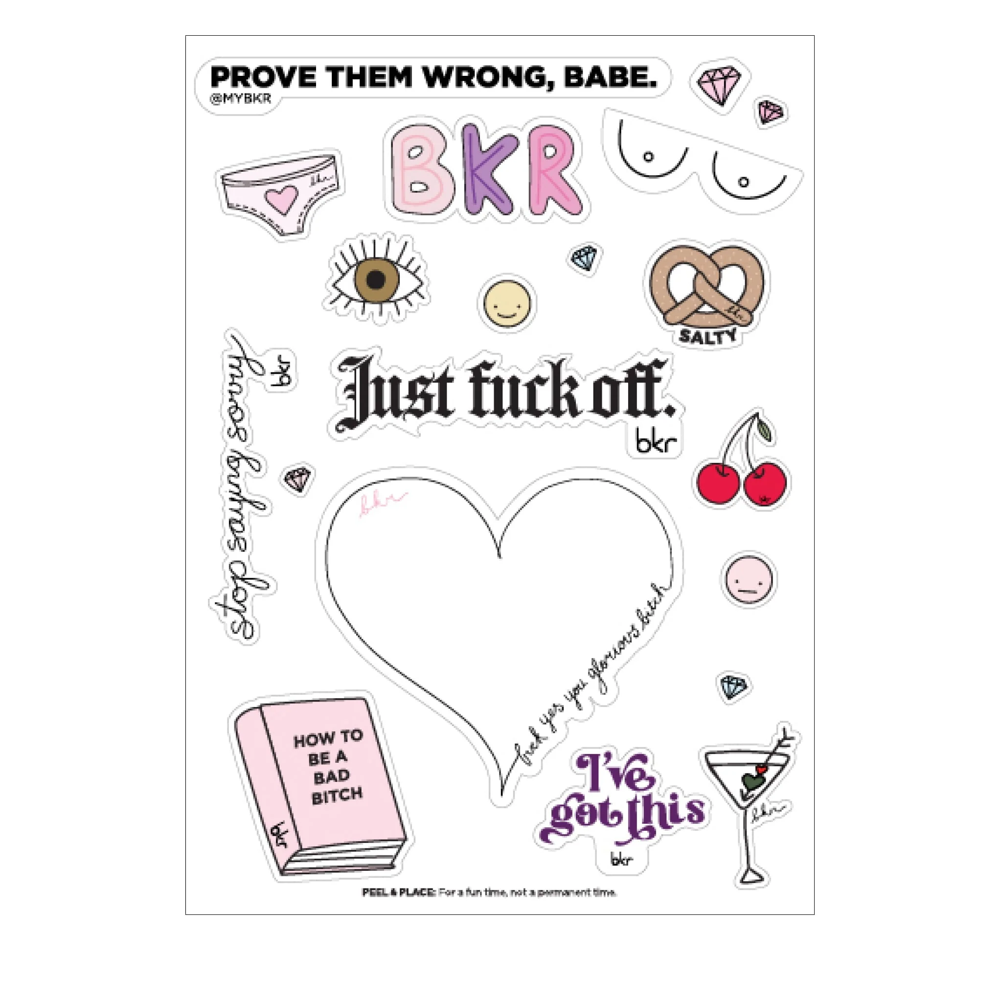 bkr JUST F OFF STICKER SHEET