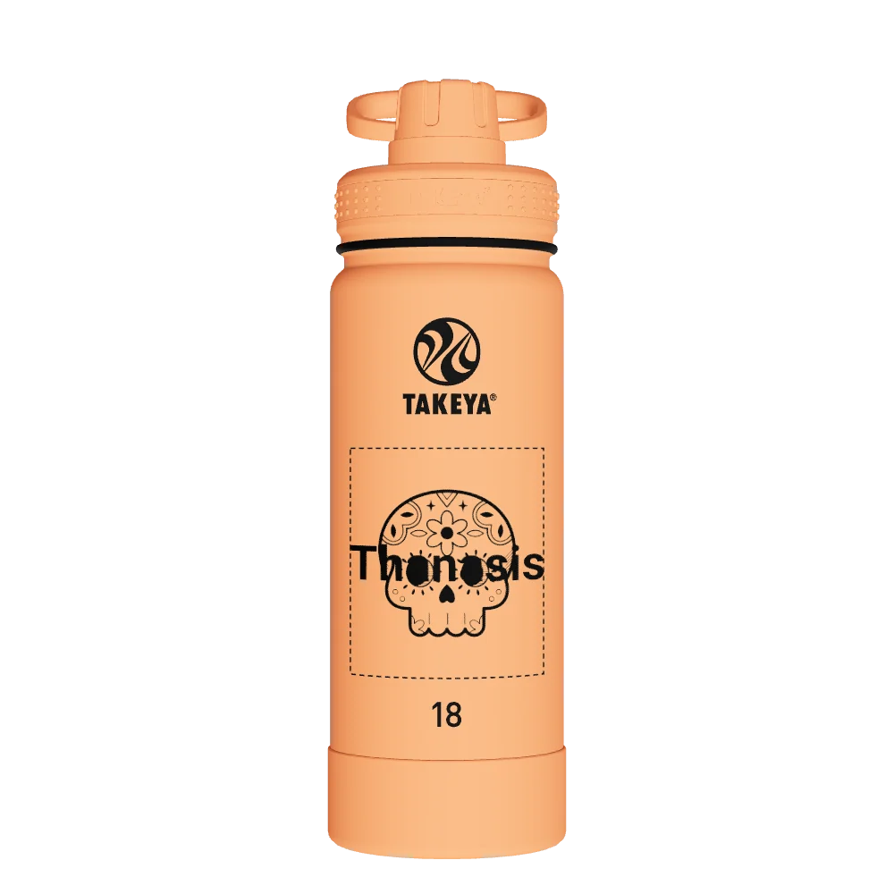 Takeya Actives Water Bottle With Spout Lid - 18oz Tart Orange - Model 51074-TAKEYA-ACTIVES-WATER-BOTTLE-WITH-SPOUT-LID-CUSTOMIZED-89-18OZ-TART-ORANGE