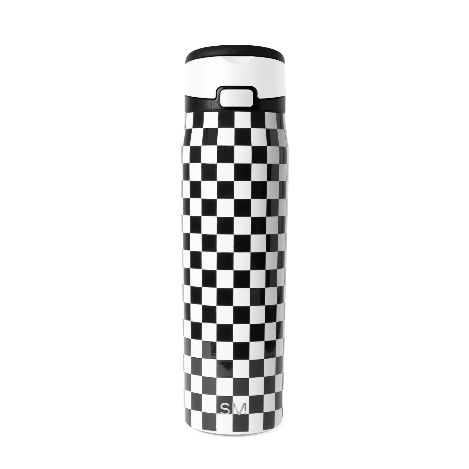 Simple Modern Mesa Loop with Covered Straw - 24oz Black and White Checkmate