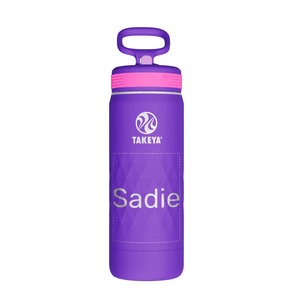 Takeya Kids Sport Water Bottle With Straw Lid - 18oz Grape Blaze