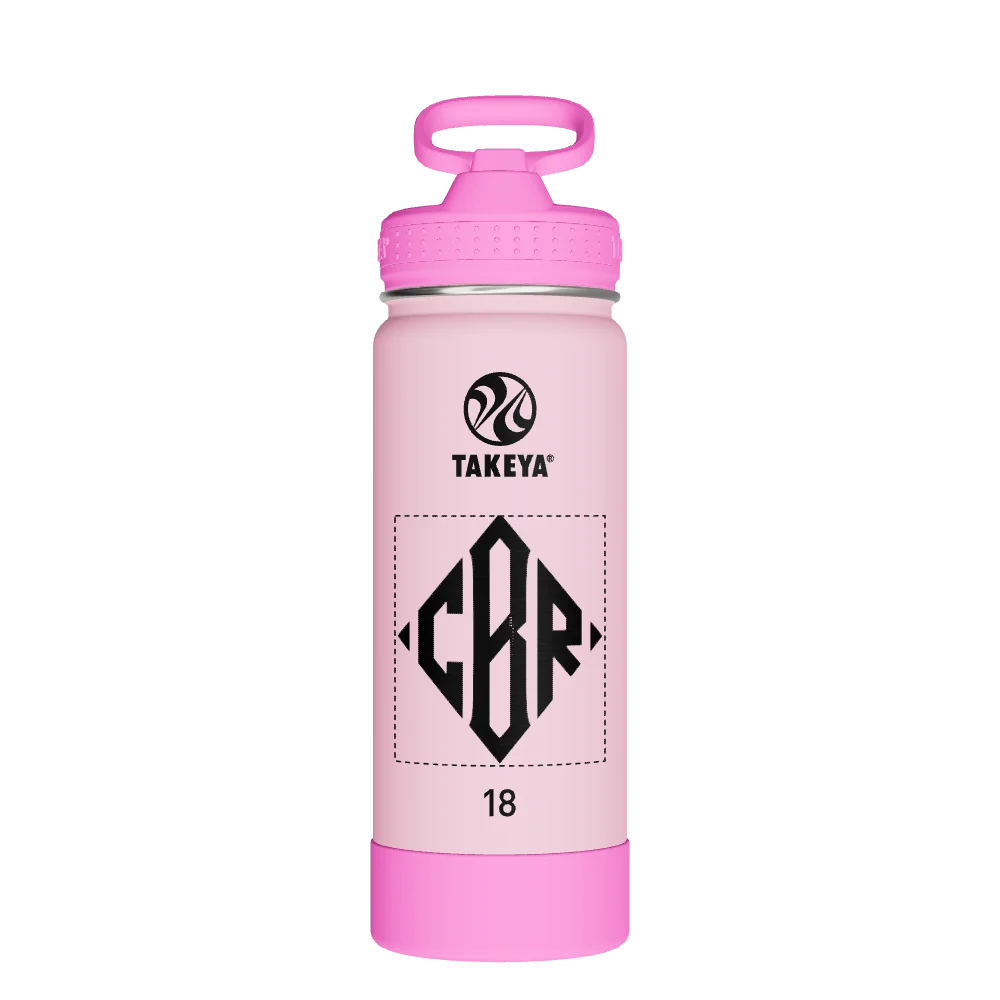 Takeya Actives Kids Glow In The Dark Water Bottle With Straw Lid - 18oz Summer Glow Pink - Model 51076-TAKEYA-ACTIVES-KIDS-GLOW-IN-THE-DARK-WATER-BOTTLE-WITH-STRAW-LID-CUSTOMIZED-16-18OZ-SUMMER-GLOW-PINK