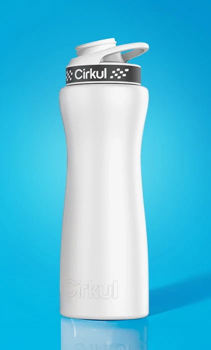 Cirkul 22oz. White Stainless Steel Bottle & Black Lid