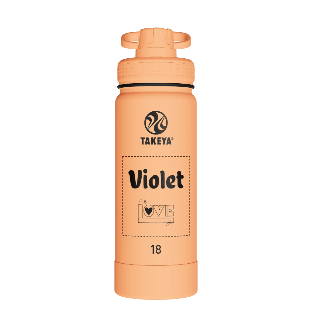 Takeya Actives Water Bottle With Spout Lid - 18oz Tart Orange - Model 51074-TAKEYA-ACTIVES-WATER-BOTTLE-WITH-SPOUT-LID-CUSTOMIZED-248-18OZ-TART-ORANGE