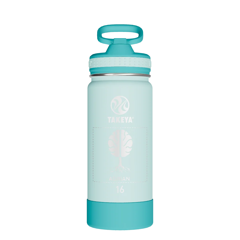 Takeya Actives Kids Water Bottle With Straw Lid - 16oz Surfer/Lagoon - Model 52400-TAKEYA-ACTIVES-KIDS-WATER-BOTTLE-WITH-STRAW-LID-CUSTOMIZED-92-16OZ-SURFER-LAGOON