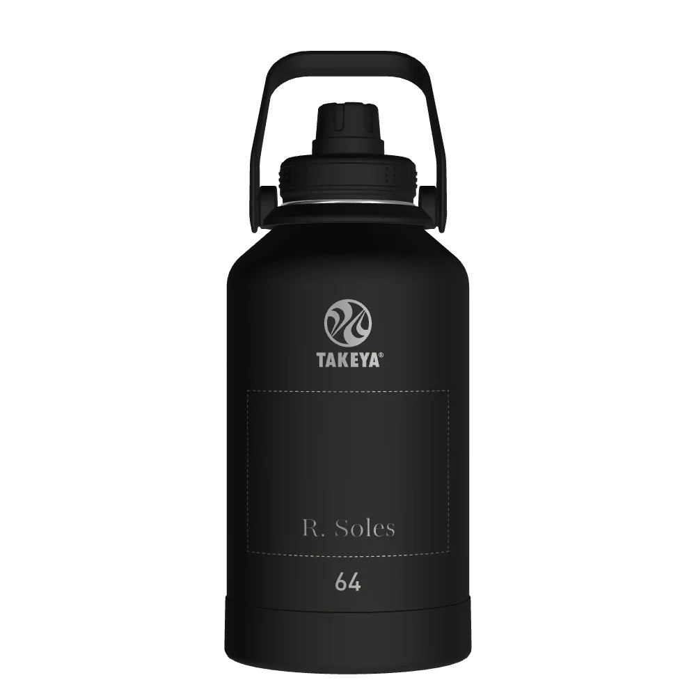 Takeya Actives Water Bottle With Spout Lid - 64oz Onyx - Model 51116-TAKEYA-ACTIVES-WATER-BOTTLE-WITH-SPOUT-LID-CUSTOMIZED-22-64OZ-ONYX