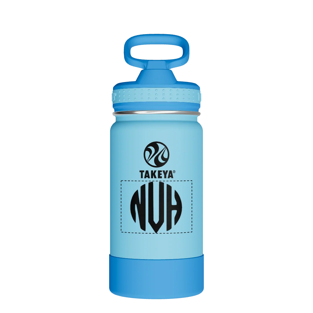 Takeya Actives Kids Water Bottle With Straw Lid - 14oz Atlantic/SailBlue - Model 50314-TAKEYA-ACTIVES-KIDS-WATER-BOTTLE-WITH-STRAW-LID-CUSTOMIZED-50-14OZ-ATLANTIC-SAILBLUE