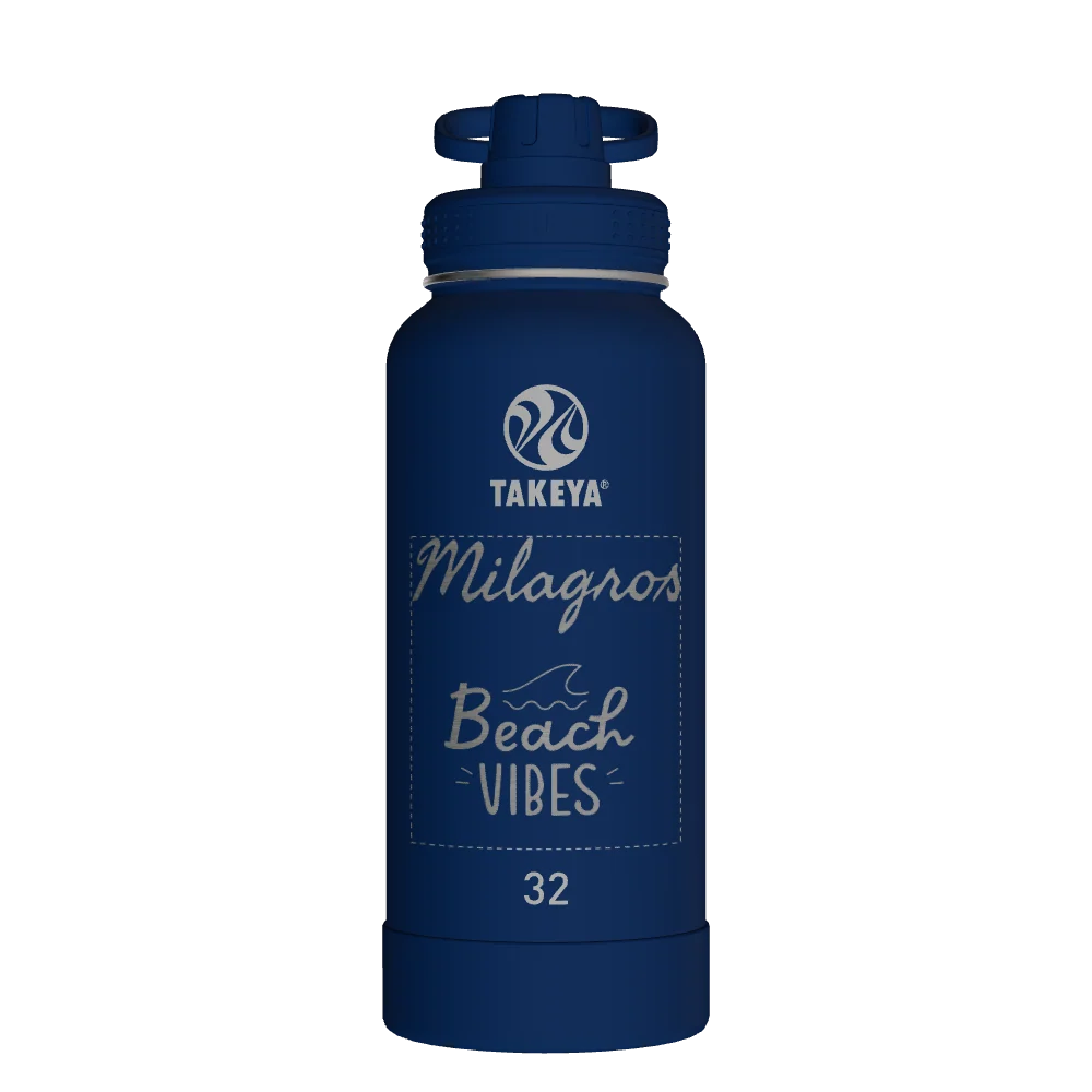 Takeya Actives Water Bottle With Spout Lid - 32oz Midnight - Model 51024-TAKEYA-ACTIVES-WATER-BOTTLE-WITH-SPOUT-LID-CUSTOMIZED-375-32OZ-MIDNIGHT