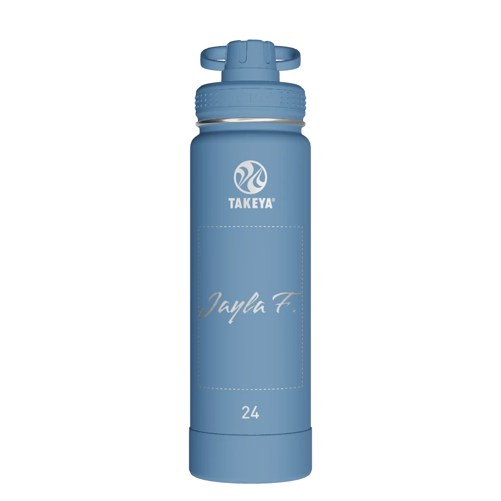 Takeya Actives Water Bottle With Spout Lid - 24oz Bluestone - Model 51216-TAKEYA-ACTIVES-WATER-BOTTLE-WITH-SPOUT-LID-CUSTOMIZED-221-24OZ-BLUESTONE