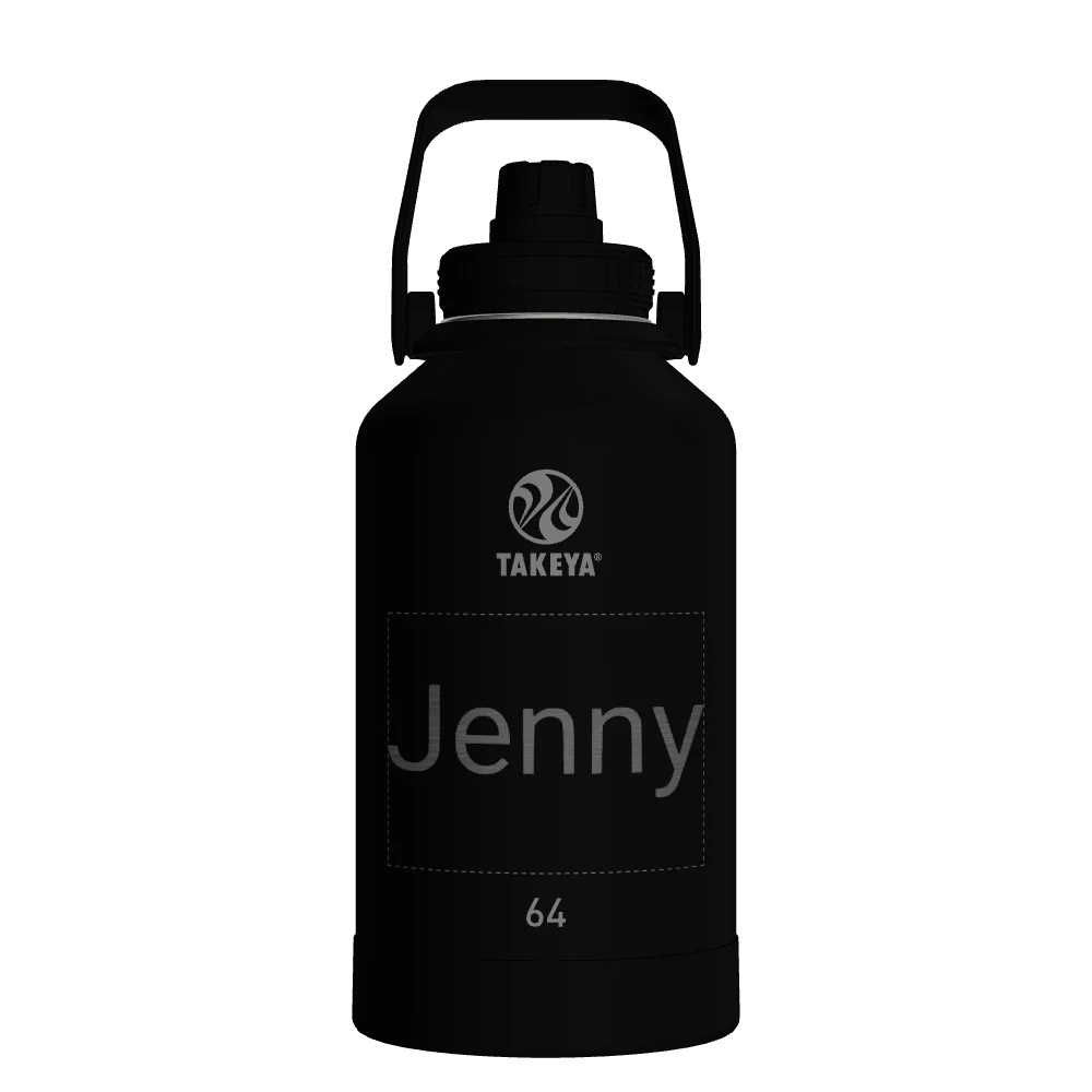 Takeya Actives Water Bottle With Spout Lid - 64oz Onyx - Model 51116-TAKEYA-ACTIVES-WATER-BOTTLE-WITH-SPOUT-LID-CUSTOMIZED-105-64OZ-ONYX