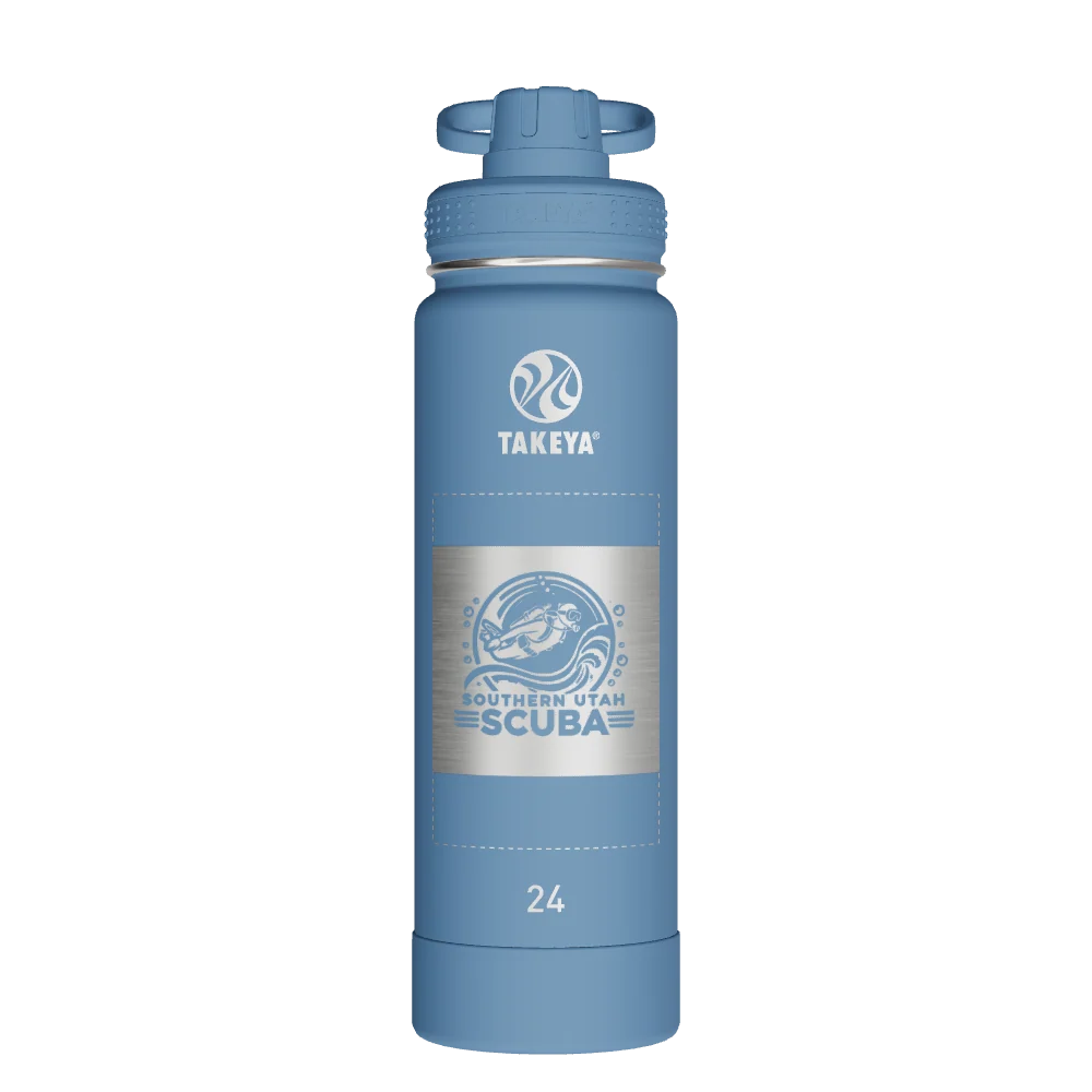 Takeya Actives Water Bottle With Spout Lid - 24oz Bluestone - Model 51216-TAKEYA-ACTIVES-WATER-BOTTLE-WITH-SPOUT-LID-CUSTOMIZED-118-24OZ-BLUESTONE