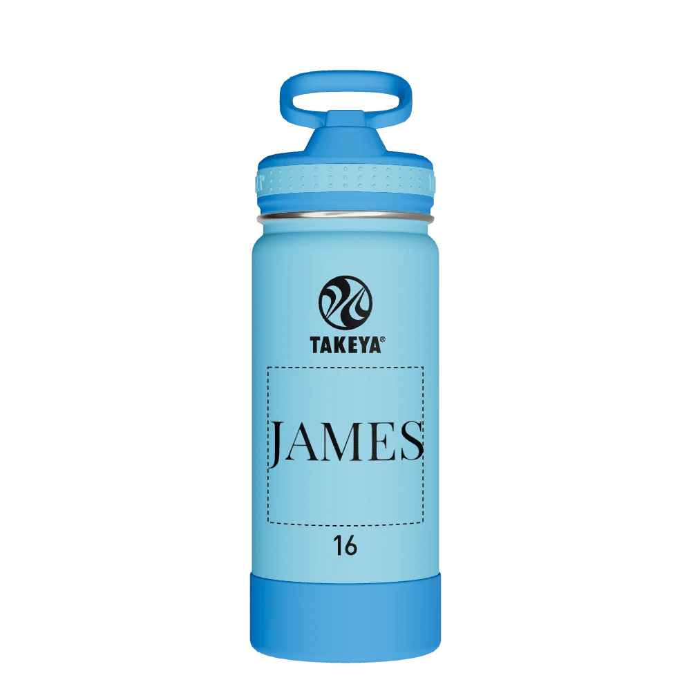 Takeya Actives Kids Water Bottle With Straw Lid - 16oz Atlantic/SailBlue - Model 52401-TAKEYA-ACTIVES-KIDS-WATER-BOTTLE-WITH-STRAW-LID-CUSTOMIZED-88-16OZ-ATLANTIC-SAILBLUE