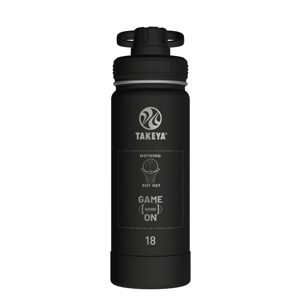 Takeya Actives Water Bottle With Spout Lid - 18oz Onyx - Model 51060-TAKEYA-ACTIVES-WATER-BOTTLE-WITH-SPOUT-LID-CUSTOMIZED-79-18OZ-ONYX