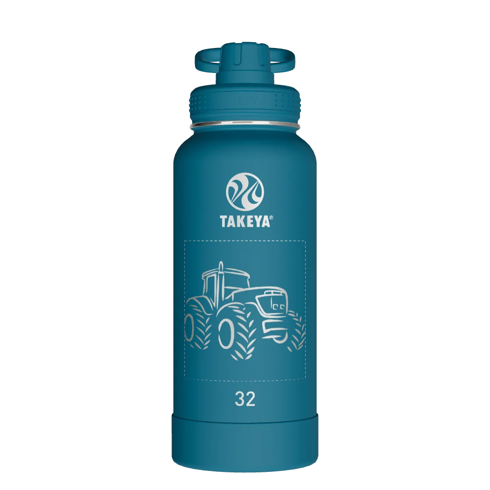 Takeya Actives Water Bottle With Spout Lid - 32oz Mystic Blue - Model 51308-TAKEYA-ACTIVES-WATER-BOTTLE-WITH-SPOUT-LID-CUSTOMIZED-387-32OZ-MYSTIC-BLUE