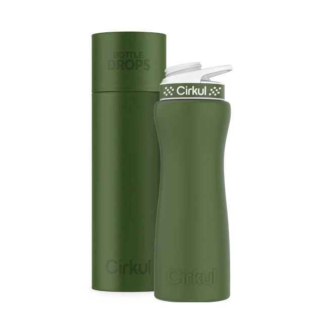 Cirkul Limited Edition: 22oz. Matte Dark Green Stainless Steel Bottle & Lid
